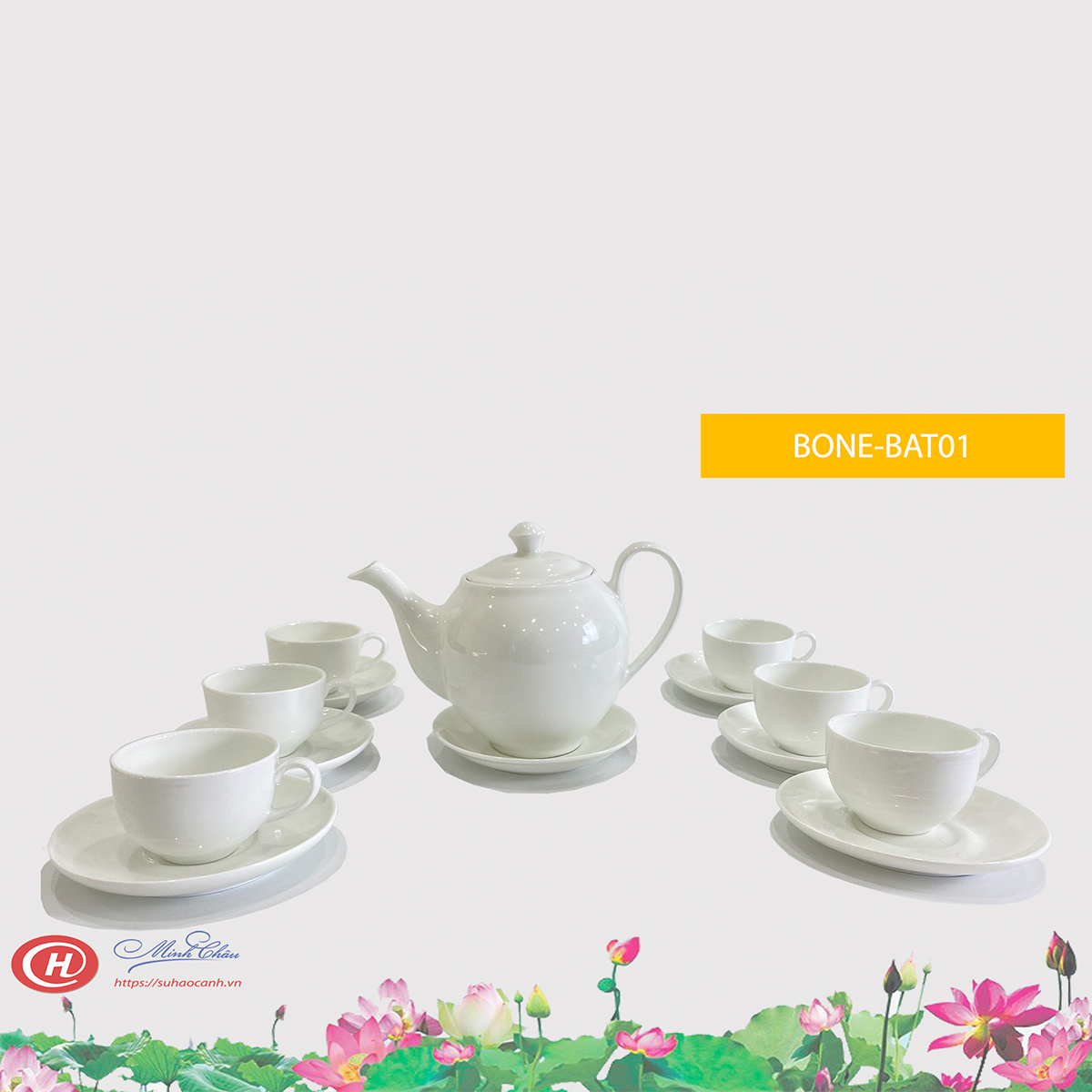 Bộ trà sứ xương BONE-BAT01